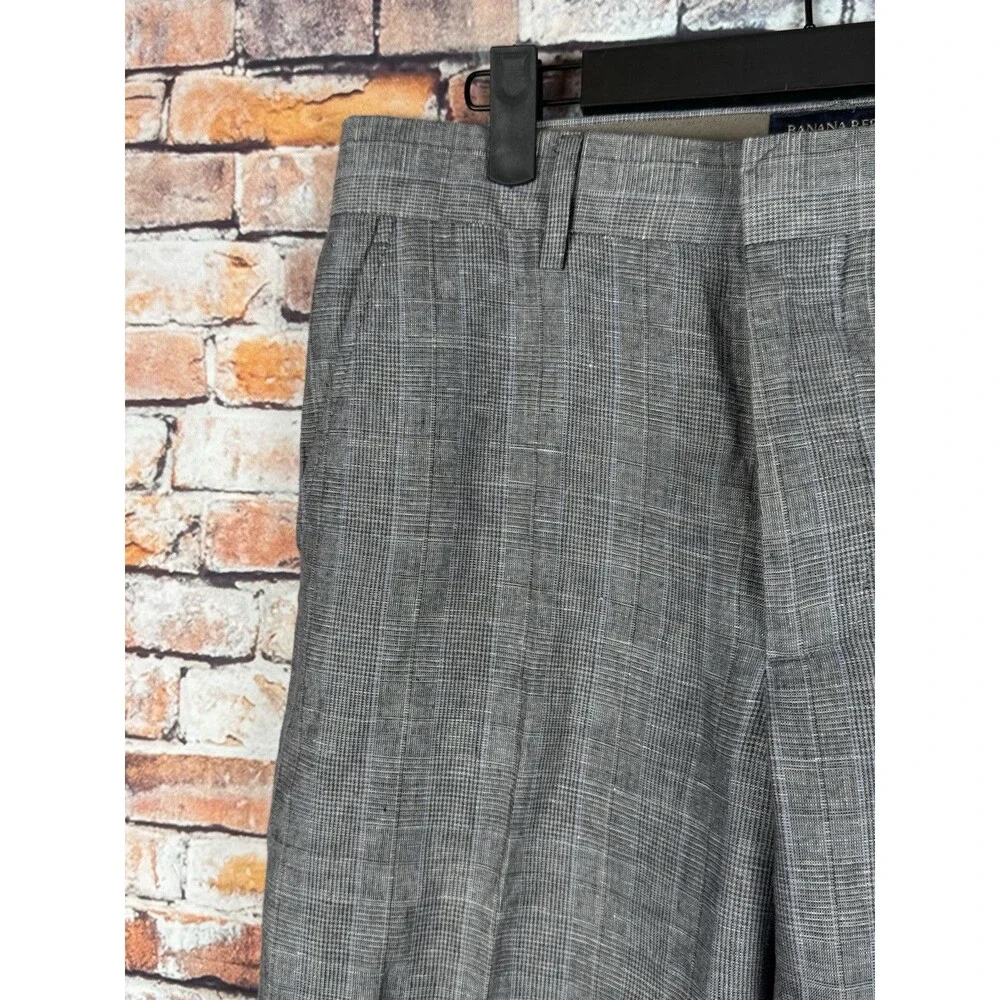 Banana Republic Men's Linen Blend Pants Check Pattern 29